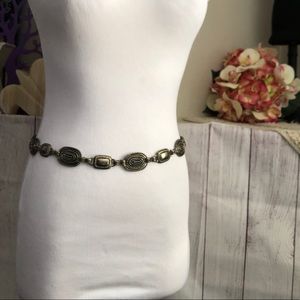 90s Silver Tone Metal Medallion Chain Belt